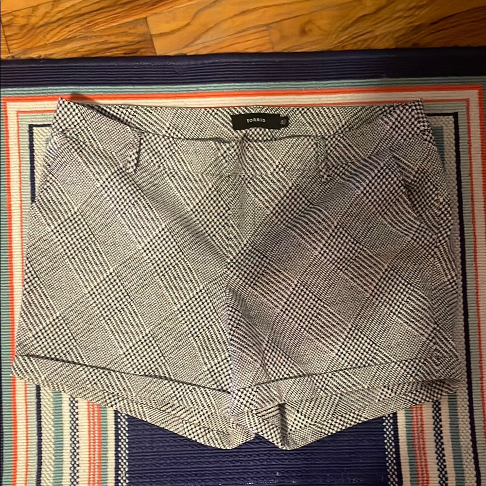 Torrid Black and White High Waist Plus Size Shorts